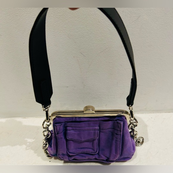Marques Almeida lilac purple denim and black leather chain bag. - Picture 15 of 16
